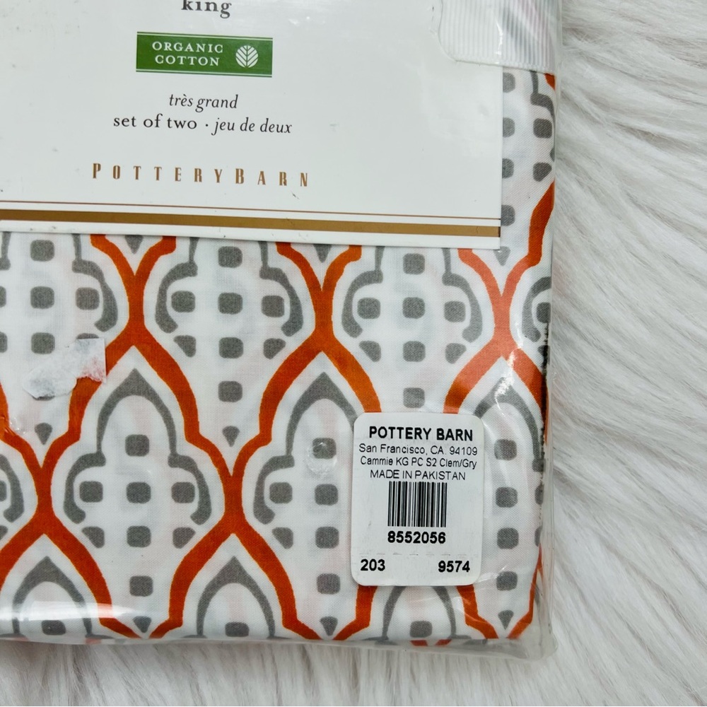 NWT!!! Pottery Barn Set of Two Organic Cotton S2 Clam Gray King Pillowcase - Picture 3 of 6